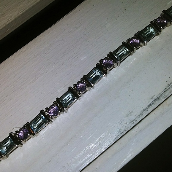 Jewelry - Blue Topaz & Amethyst Sterling 925 Silver Bracelet